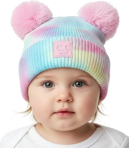 Vista 58 de Funky Junque Gorro de invierno con doble pompón para bebé de 0 a 12 meses, bonito gorro de punto acogedor para clima frío Patrón de tejido