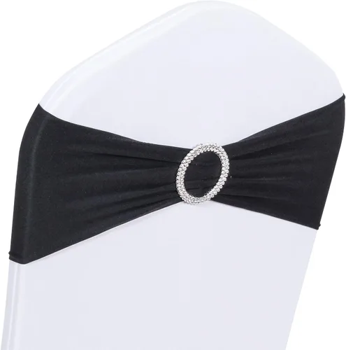 Vista 2 de Obstal 10 cintas elásticas de elastano para sillas de recepción de boda, bandas elásticas universales para silla con hebilla deslizante