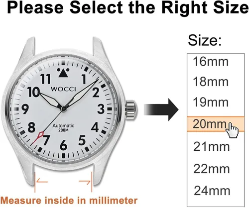 Vista 5 de WOCCI - Correas ajustables de nylon para reloj deportivo con cierre de gancho y bucle, correas de reloj de liberación rápida para hombres y mujeres