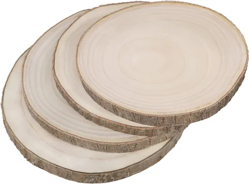 Vista 9 de Rebanadas de madera sin terminar, rebanadas de madera grandes para manualidades, centros de mesa de madera, losas de madera