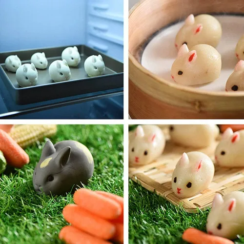 Vista 4 de Molde de silicona para pastel de conejo de 6 cavidades para mousse de chocolate, postre, jalea, pudín, helado, pastelería, pan, horno, herramientas