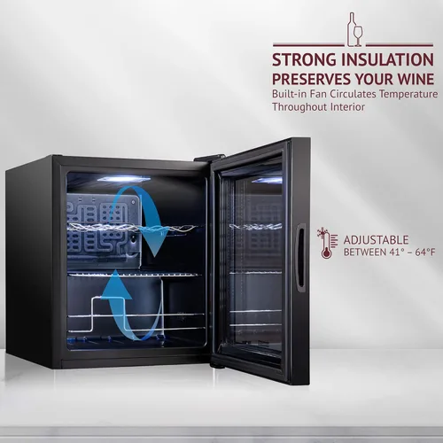 Vista 5 de Schmecke - Refrigerador de vino con compresor de 12 botellas con cerradura Gran bodega independiente Refrigerador de vino digital 41f-64f