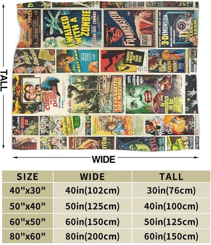 Vista 4 de Classic Horror Movie Blanket Soft Cozy Fleece Throw Blanket Plush Lightweight Warm Fuzzy Flannel Blankets and Throws for Couch Sofa Bed 50"X40