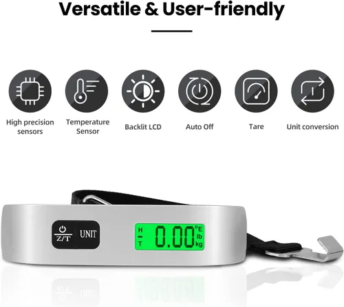 Vista 7 de BAGAIL Digital Luggage Scale, 110lbs Hanging Baggage Scale with Backlit LCD Display, Portable Suitcase Weighing Scale, Travel Luggage Weight Scale