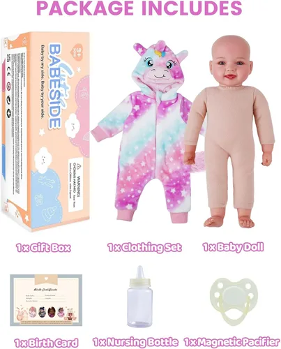 Vista 10 de BABESIDE Muñecas de bebé, 17 pulgadas, grande, realista, lindo cuerpo suave, muñecas de bebé de la vida real con accesorios para niñas de más de 3