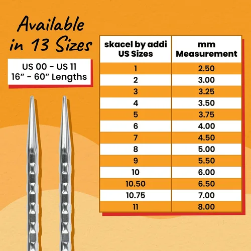 Vista 6 de skacel by addi Rocket 2 (Squared) Circular Knitting Needles, Fixed 20 Inch (50 cm) Plated Brass Tips with Flexible Nylon Cord, 2.5 mm (US Size 1)