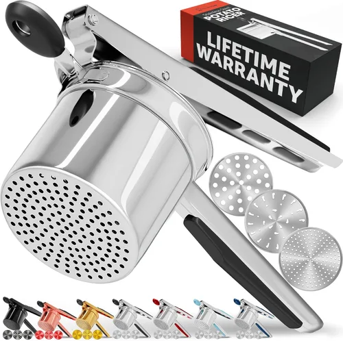 Vista 18 de PriorityChef - Prensa de papas grande de 15 onzas, de acero inoxidable resistente, herramienta de cocina, prensa y triturado para un puré de papas