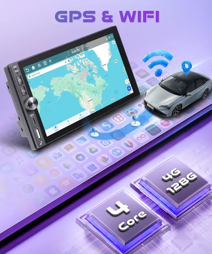 Vista 5 de Rimoody 4G+128G Estéreo de Coche Doble DIN inalámbrico CarPlay Android Auto, Android Car Radio 7 '' en la célula pantalla táctil/GPS/Bluetooth