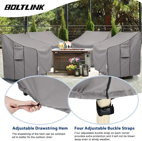 Vista 4 de Fundas para sillas de patio, impermeables, resistentes para muebles de exterior, se adaptan a hasta 29 pulgadas de ancho x 30 pulgadas