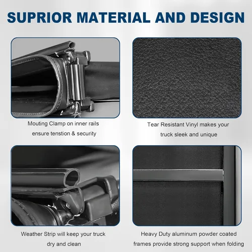 Vista 4 de MOSTPLUS Cubierta Tonneau plegable suave de 5 pies para caja de camioneta compatible con Nissan Frontier 2005-2025 2026 Fleetside/Suzuki Equator
