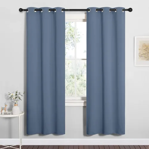 NICETOWN - Cortinas opacas con aislamiento térmico, disminución de ruido, privacidad, decoración del hogar, dormitorio o habitación de niño (azul