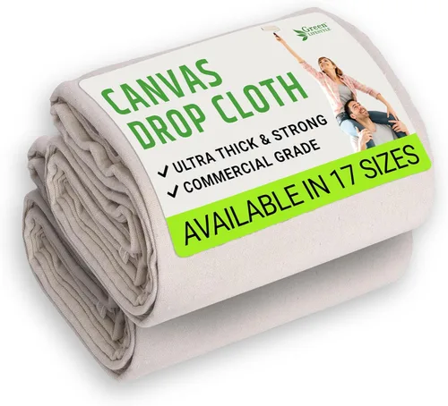 Vista 8 de GREEN LIFESTYLE Telas de caída de lienzo multiusos - Tela de caída para pintar, cubierta de piso, protección resistente para muebles y superficies