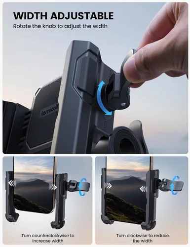 Vista 4 de Lamicall Soporte de Teléfono para Motocicleta y Bicicleta - [No Bloquea la Cámara] [Bloqueo en 1s] Abrazadera de Soporte para Teléfono Celular