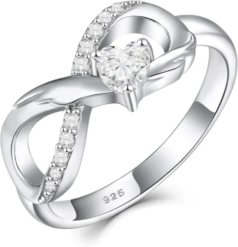 Vista 13 de STARCHENIE Anillo de Promesa Infinita de Plata de Ley 925 con Alas de Ángel y Anillo de Corazón para Mujer Talla 5-10 09-Zafiro-Sept