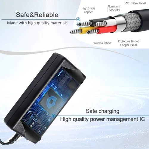 Vista 4 de Cargador de batería para ciclomotor de 24 V compatible con Razor MX350 E300 E150 E175 E100 E200 E200S E300S E125 E500 PR200 E225S E325S MX400 ZR350