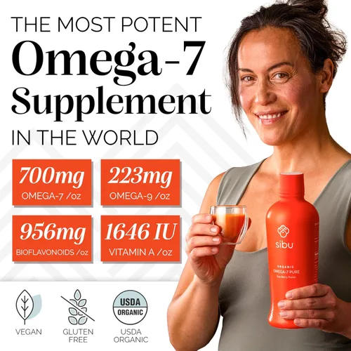 Vista 2 de sibu Omega-7 puro, 100% puro jugo de espino amarillo (32 onzas) USDA Orgánico