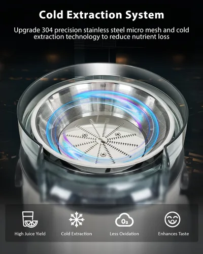 Vista 3 de Healnitor Exprimidor centrífugo de pantalla digital de 6 velocidades de 1200 W, extractor de jugo con canal grande y ancho de 3 pulgadas, fácil