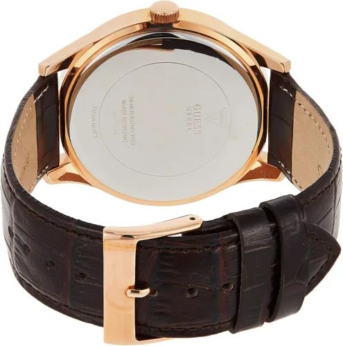 Vista 2 de GUESS - Reloj de cuarzo de acero inoxidable para hombre con correa de piel color negro 21 modelo W0792G3