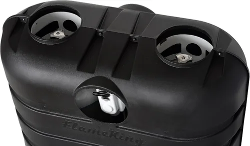 Vista 6 de Flame King Cubierta de plástico ligero resistente de 30LB para tanque de propano LP doble para RV, remolque de viaje, autocaravana y vehículo