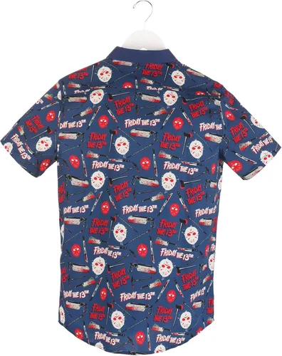 Vista 4 de Fun Costumes Adult Thrills and Kills Friday the 13th Button Up Shirt
