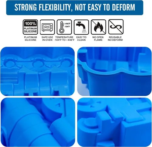 Vista 4 de PhantomSky Molde de silicona para tartas de locomotora, molde antiadherente para tartas, bandeja para hornear, bandeja para pizza, molde de dibujos