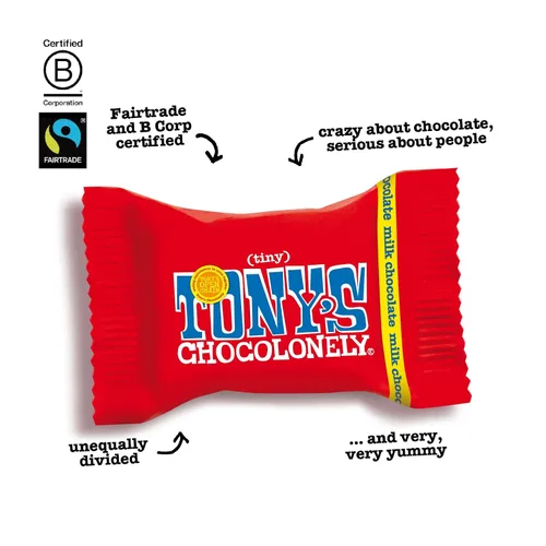 Vista 3 de Tony's Chocolonely Bocados de chocolate con leche al 32% de Tiny Tony 100 bocados (leche)