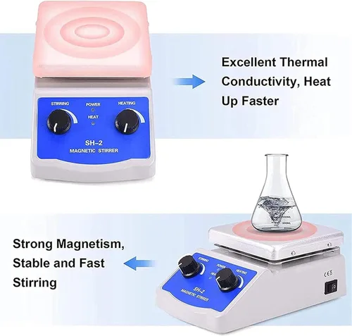Vista 3 de Powerful Lab Magnetic Stirrer, Magnetic Stirrer Hot Plate with Heating, 180W Heating Power 0-1600 RPM with Support Stand