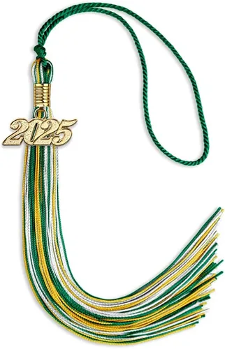Vista 19 de Endea Graduation Borla mixta de triple color con gota de fecha dorada (negro/dorado/blanco, 2021)