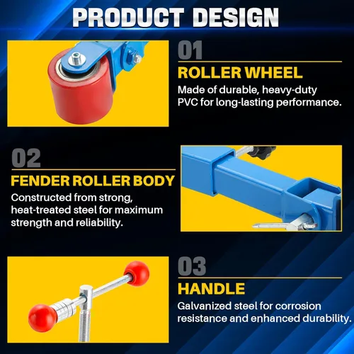 Vista 4 de DASBET Herramienta Rodillo de Guardabarros Herramienta de Reforma y Extensión, Rodillo de Arco de Rueda de Auto de Servicio Pesado Herramienta