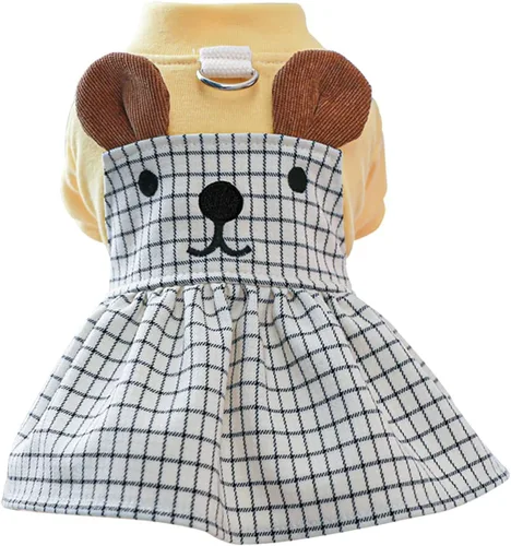 Ropa para perro, lindo vestido de perro de oso de dibujos animados para perros pequeños, ligero y transpirable, trajes de perro para niñas, vestido