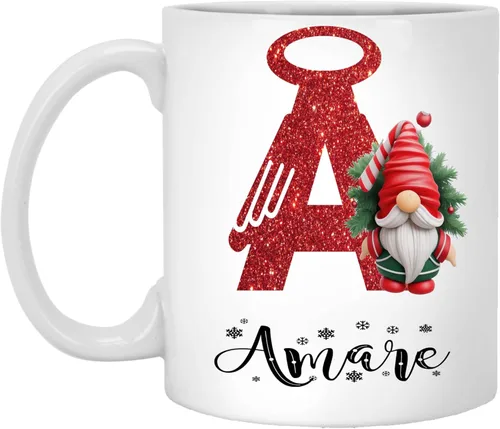 Personalized Gnome Mug Name Amare Custom Name Christmas Mugs, Custom Coffee Mugs, Your Text Name Personalized Mug, Custom Gift for Year Christmas