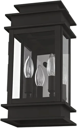 Vista 2 de Livex Lighting 2014-04 Princeton Collection - Lámpara de pared para exteriores, 2 luces, con cristal transparente, color negro
