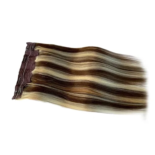 Vista 8 de Halos - Extensiones de cabello humano real rubio, extensiones de cabello humano con línea de pescado, extensiones de cabello humano rubio 613