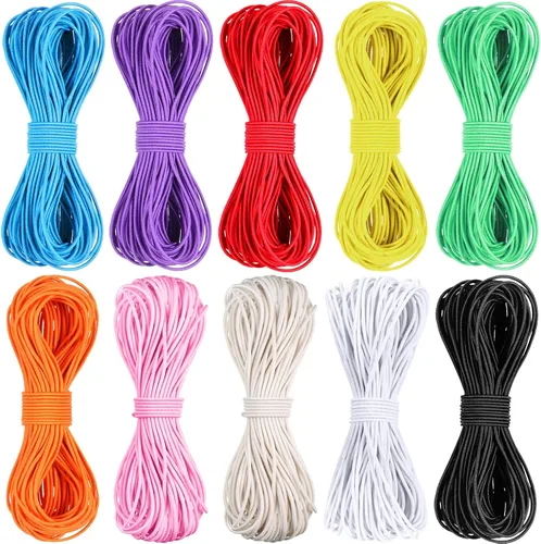 Boao Cordón elástico de cuentas multicolor de 131 yardas de 0.039 pulgadas para fabricación de joyas y costura, cordón elástico para coser y
