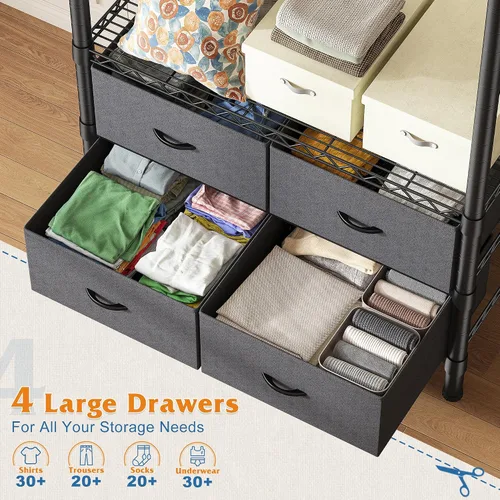 Vista 6 de Raybee Perchero en forma de L para esquina, percheros para colgar ropa, 900 libras, perchero resistente para ropa, 74.5 pulgadas de ancho x 18 Negro