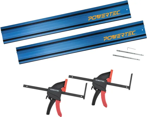 Vista 9 de POWERTEC Soporte de riel guía para sierra de pista, 2 unidades – Estante de almacenamiento universal de ABS para pared y techo con accesorios