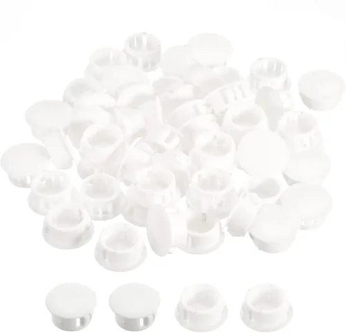 Vista 9 de uxcell Tapones de agujero de plástico de 3/8 pulgadas, 110 piezas de panel de tipo empotrado, cierre a presión, tapones de bloqueo para muebles