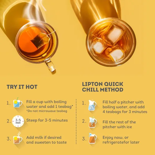 Vista 6 de Lipton Yellow Label International Blend Bolsas de té Lipton Té negro Calidad premium 7.05 oz (paquete de 1)