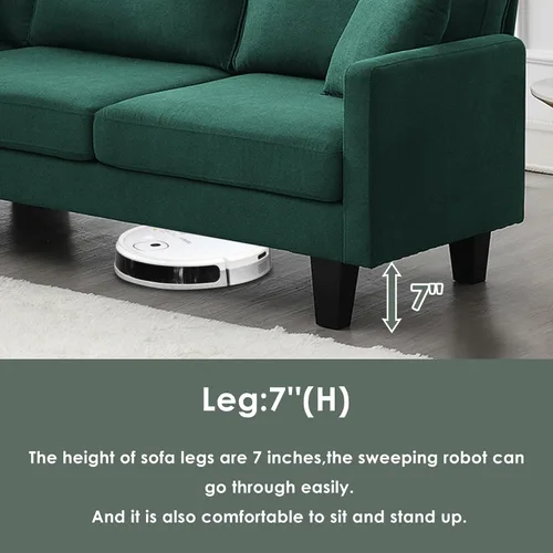 Vista 146 de Sofá modular en forma de L de 100.7 pulgadas con otomana extraíble, modernos sofás de 3 plazas con dos reposabrazos y patas de metal, cómoda tela