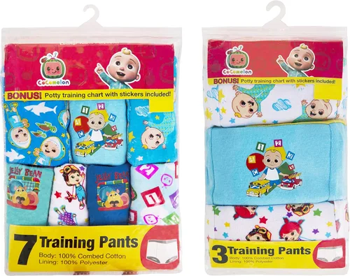 Vista 4 de CoComelon Pantalones de entrenamiento unisex para niños pequeños exclusivos de Amazon con calcomanías y tabla de seguimiento de éxito