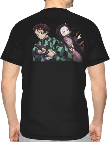 Vista 4 de RAUGAJ Hombre Camiseta Poliéster Gráfico Manga Corta Ropa Negro