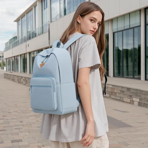 Vista 2 de Mochila Lohol Clásica para Escuela, Viaje, Universidad, Resistente al Agua y Duradera, Azul