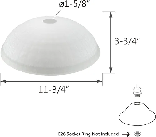 Vista 3 de Aspen Creative 25304-76-1, pantalla de vidrio esmerilado con patrón de diamante para lámpara de antorcha de enchufe de base media, lámpara