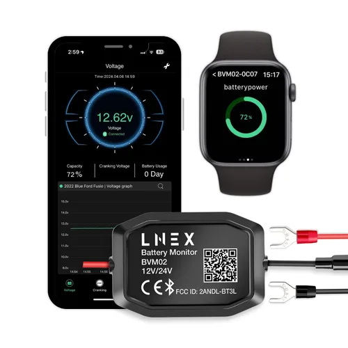 Monitor de batería Bluetooth, comprobador de carga de batería automotriz inalámbrico de 12 V 24 V con prueba de carga y arranque y alarma para