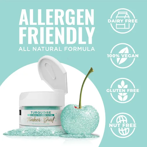 Vista 210 de Bakell - Brillantina 100% comestible, Tinker Dust®, 5 g, color negro, vegano, certificado Kosher, para pasteles, cupcakes, paletas, bebidas y postres