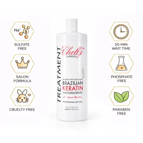 Vista 4 de Chelly Sistema de alisado y alisado de queratina brasileña superior, terapia para alisar el cabello, cabello 100% liso (16.0 fl oz)