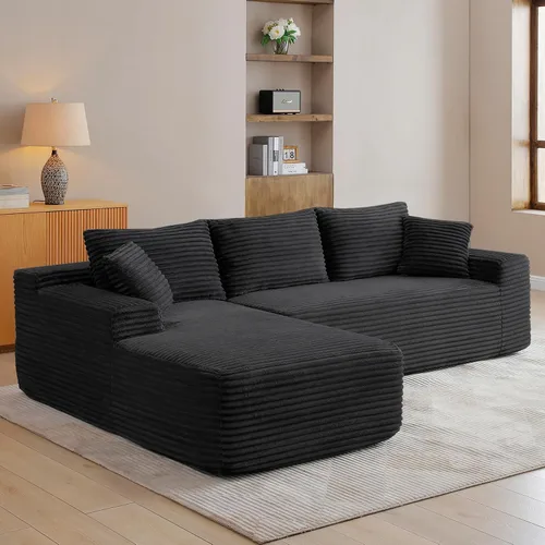 Vista 23 de Sofás deshuesados de 108 pulgadas para sala de estar, en forma de L, cómodo sofá modular de espuma viscoelástica seccional sin hueso, no requiere