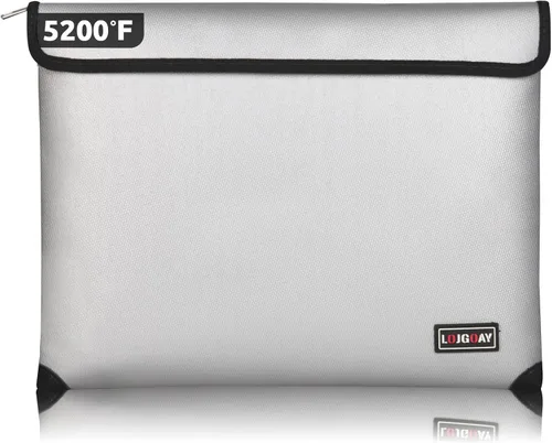 Vista 12 de Bolsa de documentos ignífuga, con aislamiento térmico de 5200 °F, bolsa impermeable ignífuga con cremallera, 8 capas de materiales funcionales