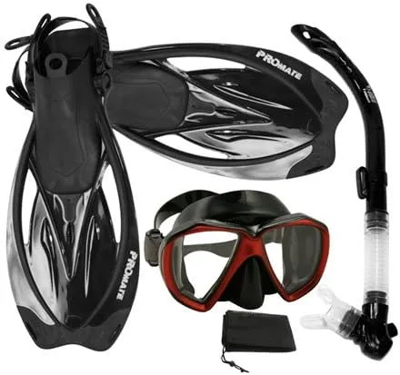 Vista 3 de PROMATE Juego de aletas de máscara de ojo de pez semiseco para buceo