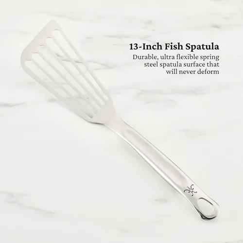 Vista 8 de Hestan Provisions - Herramientas de chef, juego esencial (5 piezas), cuchara sólida de acero inoxidable, cucharón, tenedor para pasta